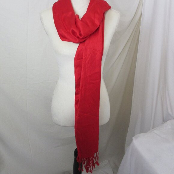 Pashmina Scarf Wrap Red Fringe Charming Charlie 21x70 NWT - Picture 1 of 8